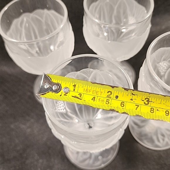 Vintage Clear Frosted Taitu Floral Small Wine  Goblets x 4 Italy Cordial Glasses - Picture 12 of 12